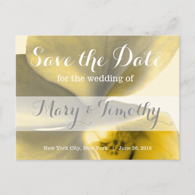 Artistic Flower in Yellow Tones - Save the Date Announcement Postcard (Front)