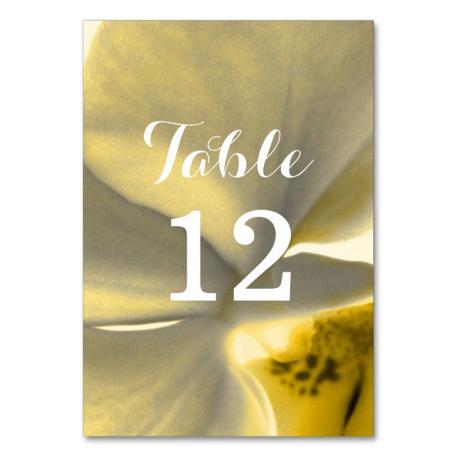 Artistic Flower in Yellow Tones - Wedding Table Number (Front)
