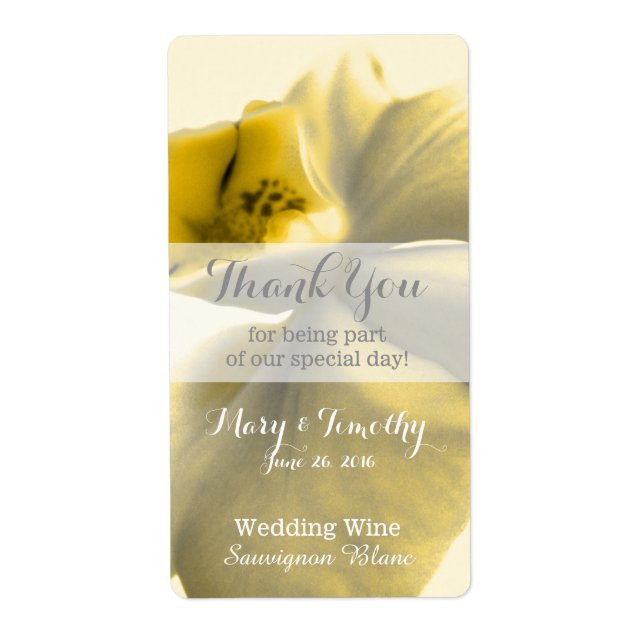 Artistic Flower in Yellow Tones - Wedding Wine (Front)
