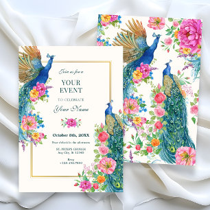 Artistic Flower peacock  Invitation