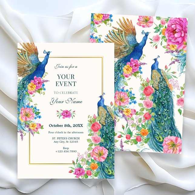 Artistic Flower peacock  Invitation (Creator Uploaded)