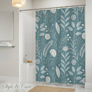 Artistic Flower Print Shower Curtain Decor