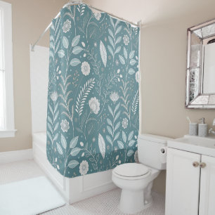 Artistic Flower Print Shower Curtain Decor