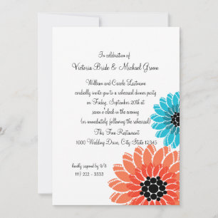 Artistic Flowers Rehearsal Dinner Invitation