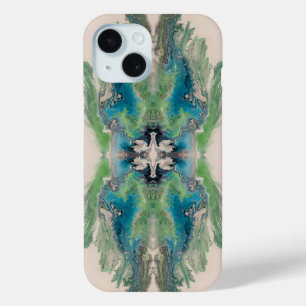 Artistic Fluid Abstract in Aqua & Green  iPhone 15 Case