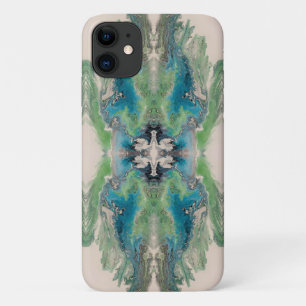 Artistic Fluid Abstract in Aqua & Green iPhone 11 Case