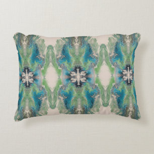 Artistic Fluid Abstract in Aqua & Green Decorative Cushion