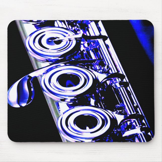 Artistic Flute Silver Metal Beautiful Fun Mouse Mat (Front)