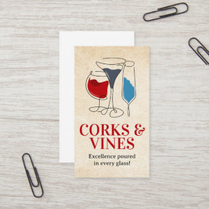 Artistic Free Hand Wine Glasses Business Card