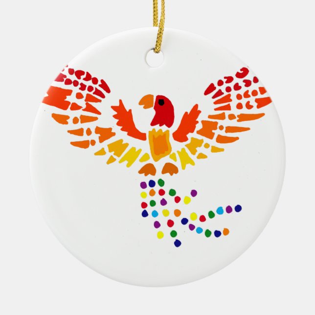 Artistic Fun Phoenix Rising Abstract Art Ceramic Tree Decoration (Front)
