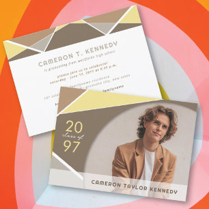 Artistic Geo Colour Blocks Photo Graduation Party Invitation