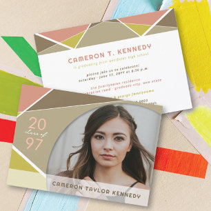 Artistic Geo Colour Blocks Photo Graduation Party Invitation