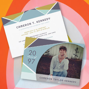 Artistic Geo Colour Blocks Photo Graduation Party Invitation