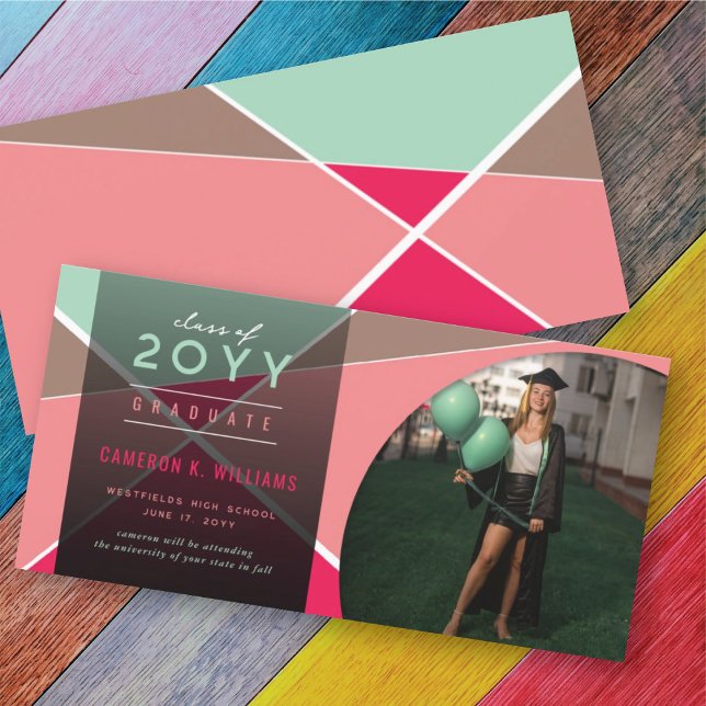 Artistic Geometric Colour Blocks Photo Graduation Announcement (Creator Uploaded)