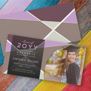 Artistic Geometric Colour Blocks Photo Graduation Announcement