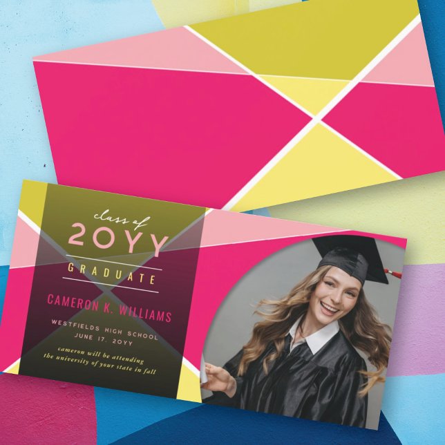 Artistic Geometric Colour Blocks Photo Graduation Announcement (Creator Uploaded)