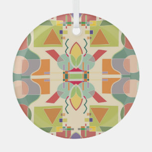 Artistic Geometric: Colourful Seamless Pattern Glass Tree Decoration
