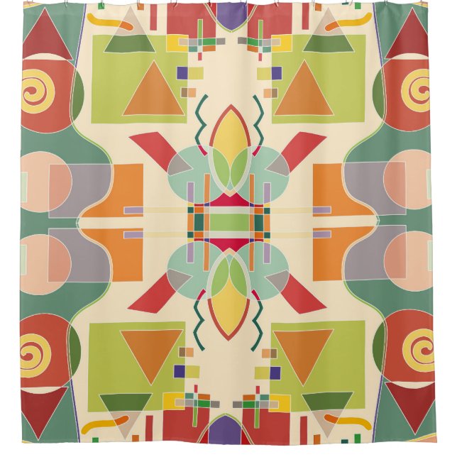 Artistic Geometric: Colourful Seamless Pattern Shower Curtain (Front)
