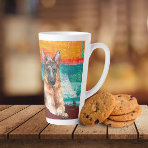 Artistic German Shepherd Abstract Painting Latte Mug