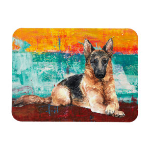 Artistic German Shepherd Abstract Painting Magnet
