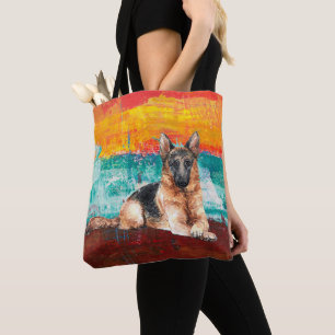 Artistic German Shepherd Abstract Painting  Tote Bag
