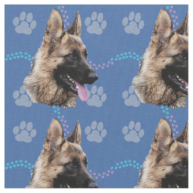 Artistic German Shepherd Portrait Fabric (Close Up)