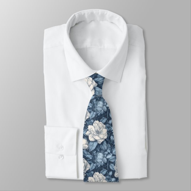 Artistic Gifts For Father Gardenias Floral Tie (Tied)