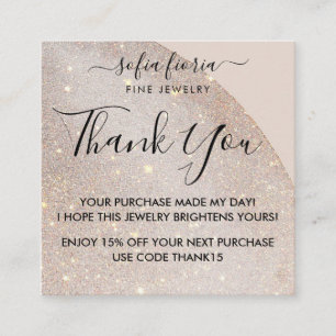 Artistic Glitter Jewellery Thank You For Your Orde Square Business Card