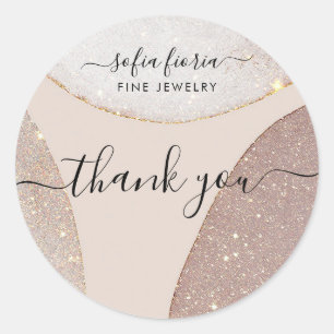 Artistic Glitter Jewellery Thank You Sticker