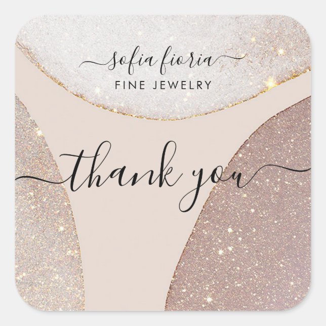 Artistic Glitter Jewellery Thank You Sticker (Front)