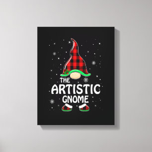 Artistic Gnome Buffalo Plaid Matching Family Chris Canvas Print