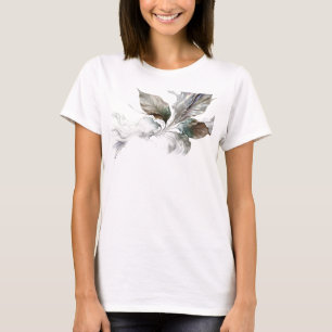 Artistic Gold Abstract Leaves Artistic Motif T-Shirt