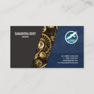 Artistic Gold Engine Modern Engineer Business Card