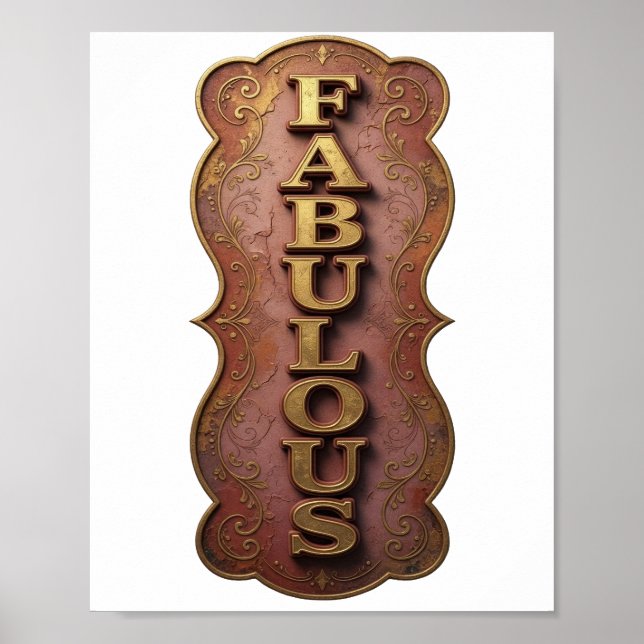 Artistic Gold FABULOUS Statement Design Poster (Front)