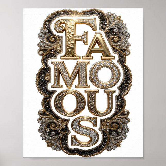 Artistic Gold FAMOUS Slogan Design Poster (Front)