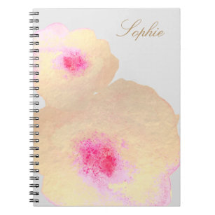 Artistic Gold Floral Watercolor Art Personalised Notebook