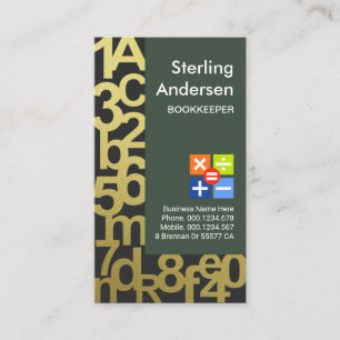 Artistic Gold Numbers Bookkeeping Business Card