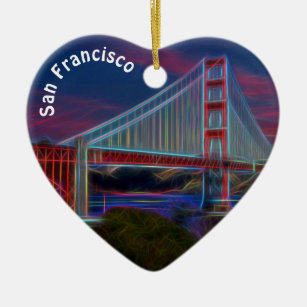 Artistic, Golden Gate Bridge, San Francisco, Ceramic Tree Decoration