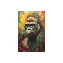Artistic Gorilla Portrait Vibrant Oil Painting