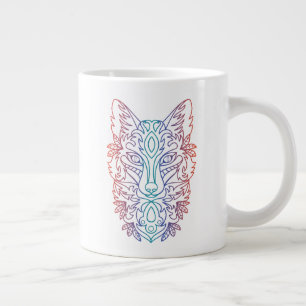 Artistic gradient color wolf face large coffee mug