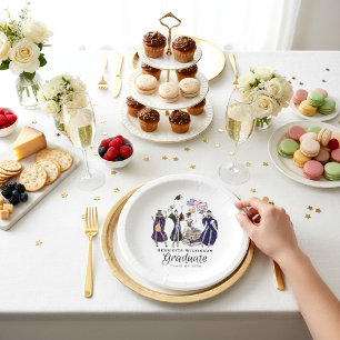 Artistic Graduation Celebration Fashion Sketch Paper Plate