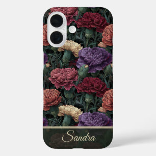Artistic Graduation Gift Carnation Name iPhone 16 Case