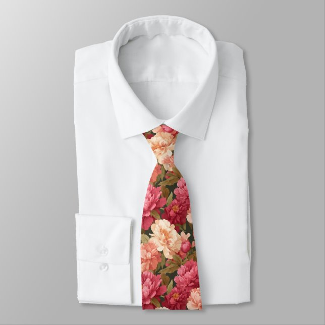 Artistic Graduation Gifts For Him Peonies Floral Tie (Tied)
