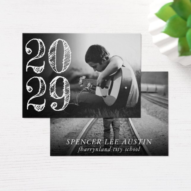 Artistic Graduation | Simple 2 Photo Announcement (Desk)