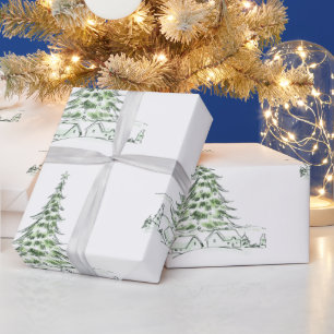 Artistic graphic drawing Christmas trees modern  Wrapping Paper