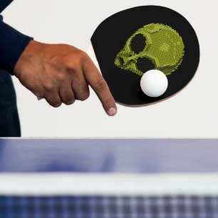 Artistic Green Alien Head on Black Background Ping Pong Paddle