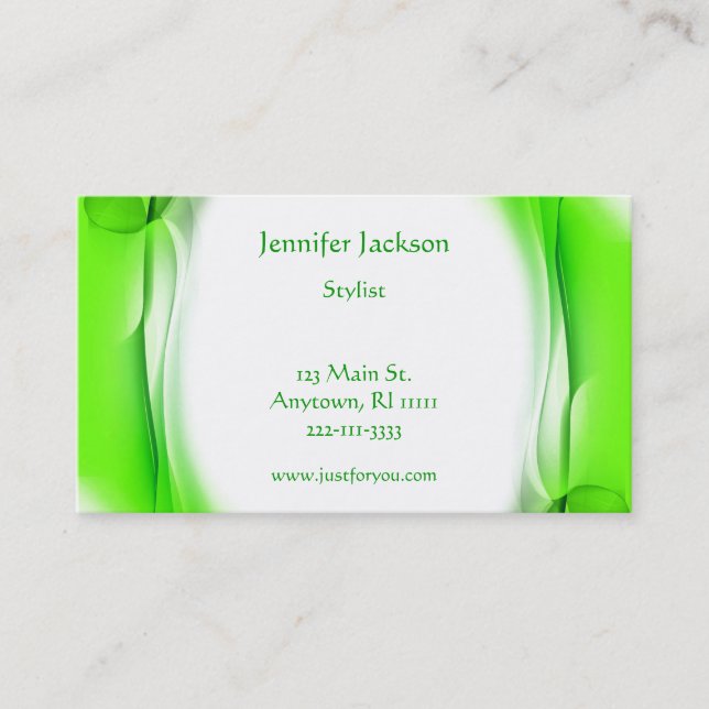 Artistic Green Business Cards (Front)