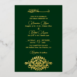 Artistic Green Gold Floral Paisley Muslim Wed
