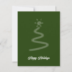 Artistic Green Stars Ray Christmas Tree Holiday Card
