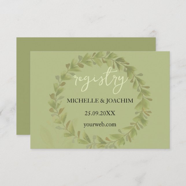 Artistic Green Wreath Watercolor Art Enclosure Card (Front/Back)